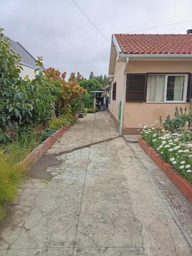 an empty street in front of a house at Ze Carlos Simoes in Mira