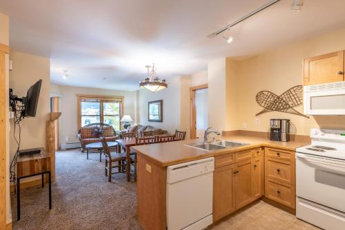 a kitchen with a sink and a counter top at Copper Springs Lodge 107 in Copper Mountain