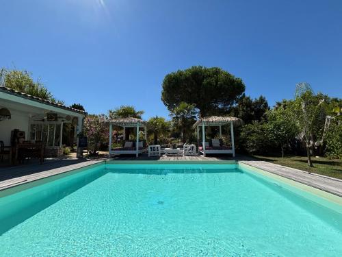 a swimming pool in the backyard of a house at Le Jardin des Portes in Les Portes