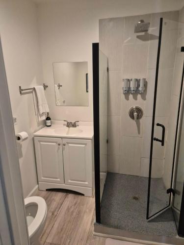 ein Badezimmer mit Toilette, Waschbecken und Dusche in der Unterkunft Starlite View in Valle