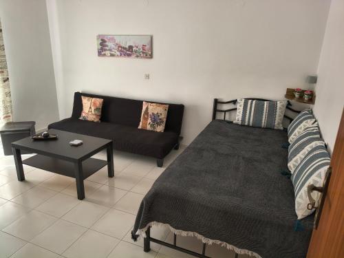 a living room with a bed and a couch at Hibiscus Green Apartments in Afantou