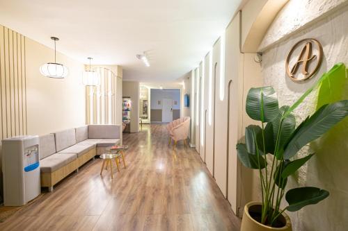 a living room with a couch and a plant at Augusta Deluxe in Salta