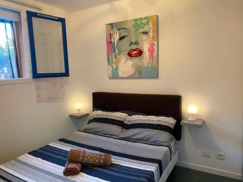 Bord de plage, secteur Lydia, rdc, terrasse, très joli appt 4 couchages, ventilateur plafond