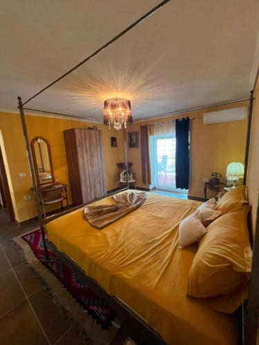 a bedroom with a large bed with a canopy at Vila 4 Stinet in Pogradec