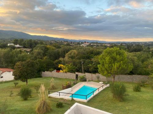 an overhead view of a swimming pool in a yard at Casablanca in Huerta Grande