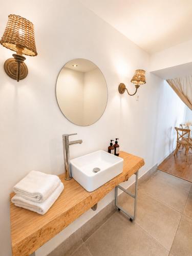 a bathroom with a sink and a mirror at Sintra Center Guest House Escape to Nature in Sintra
