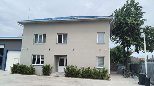 a white house with plants in front of it at Senera Minerals in Valea lui Mihai