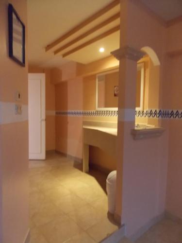 a bathroom with a sink and a mirror at Hotel Express Alejandría in Xalapa