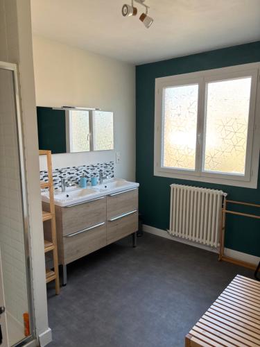 a bathroom with a sink and a mirror at La maison Champollion in Albi