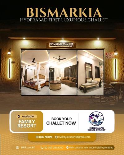 a flyer for akritkritkritkrit first luxury hotel with a picture at Hyderabad Royal Resort in Tālib Sumro
