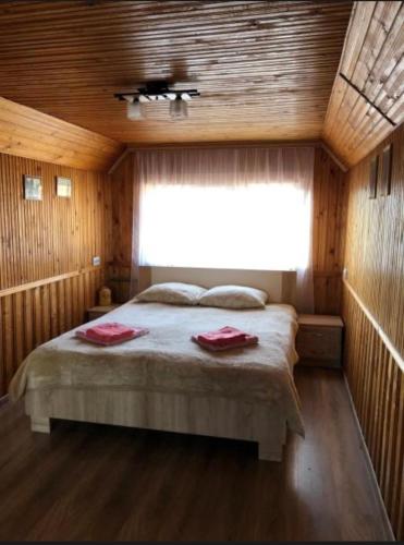 a bedroom with a bed in a room with a window at HOUSE Mold in Lazeshchyna