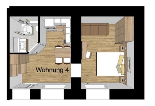 a floor plan of a small apartment with a room at Apartments Freitag - H1 in Winden am See