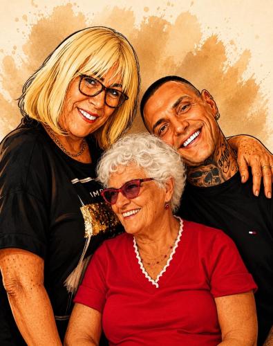 a group of three people posing for a picture at Hotel Garni in Burghausen