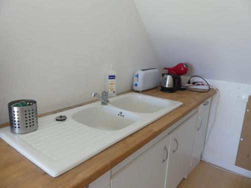 a kitchen counter with a sink and a appliance at L'auberge d'authie in Authie