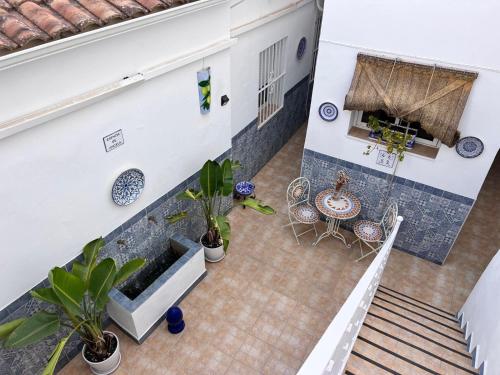 an overhead view of a living room with plants at Puertas de la Catedral in Córdoba