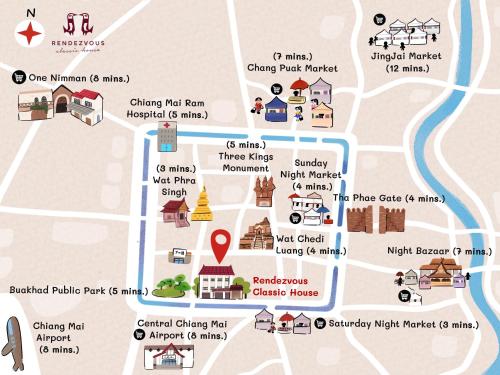 a map of the campus of chapman university at Rendezvous Classic House in Chiang Mai