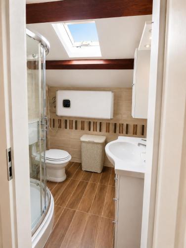 a bathroom with a toilet and a sink at Studio Apartman Blue Sky in Senj