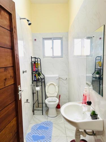 a bathroom with a toilet and a sink at The Wink apartments in Malindi