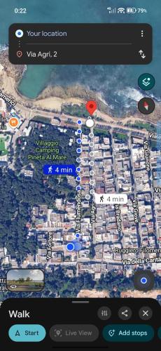 a cell phone screenshot of a google map at The Lux Beach Apartments in Specchiolla