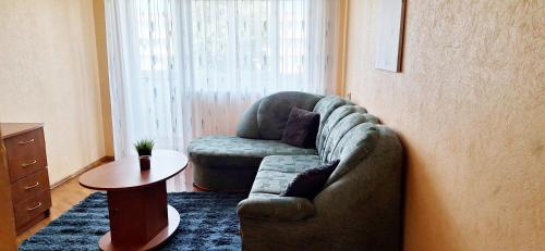 a living room with a couch and a table at Deivido apartamentai Šiauliuose in Šiauliai