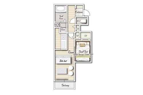 a rendering of a floor plan of a house at Rubens Hakata -ルーベンス博多- in Fukuoka