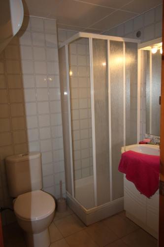 ロザスにあるGlobal Immo 1011 Meda Chicaのバスルーム(トイレ、シャワー、シンク付)