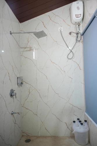 a bathroom with a shower and a toilet at Kunwarsa villa in Udaipur