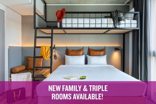 a new family and triple rooms available in the new family triple rooms available at Moxy Outletcity Metzingen in Metzingen