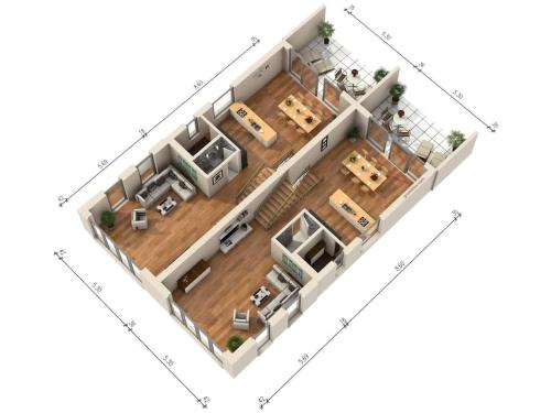 a rendering of a floor plan of a house at Niesen Apartment - Aare Jungfrau AG in Spiez