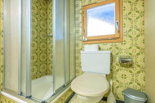 un bagno con WC e doccia di Chalet Weid - Aare Jungfrau AG a Grindelwald
