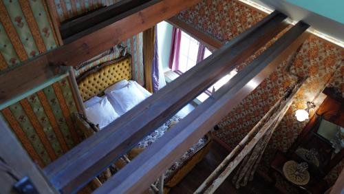 an overhead view of a bed in a room at Börsen Apartment Suites in Visby