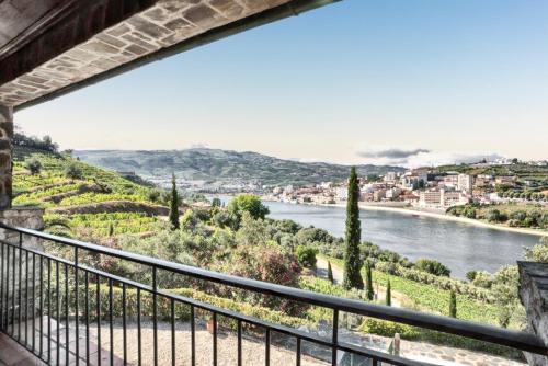a view of a river from a balcony at Charming Villa with Private Pool in Lamego in Lamego