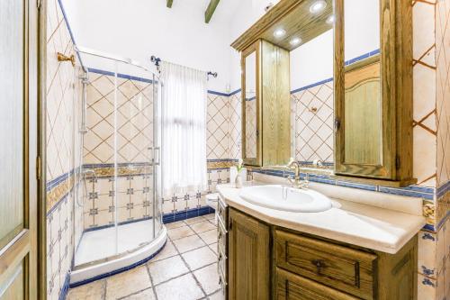 a bathroom with a sink and a shower at CERCADO DEL MEDIO, CHALET con PISCINA PRIVADA in Adeje