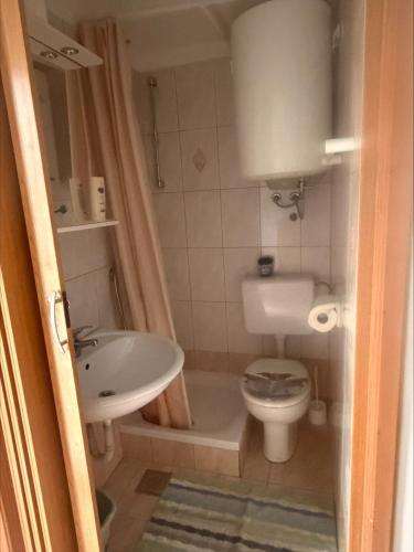 a small bathroom with a toilet and a sink at Adrasteja 3 - apartment Dramalj in Dramalj