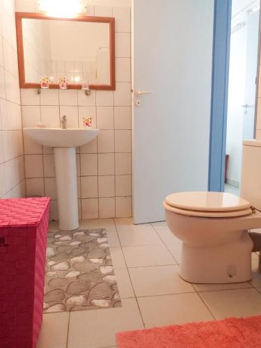 a bathroom with a toilet and a sink at Appartement confortable à Le Marin, jardin, 80 m², proche mer in Le Marin