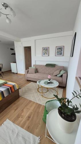 a living room with a couch and a table at DIV Apartman in Vrnjci