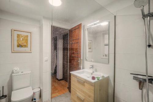 a bathroom with a toilet and a sink and a shower at Oasis Garden, Alegranza in Chayofa