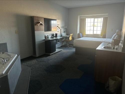 a hotel room with a bed and a sink at Microtel Inn & Suites Mansfield PA in Mansfield