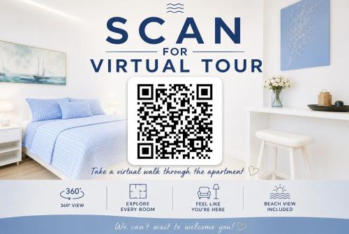 a poster of a bedroom with a scan for virtual tour at HOMESTWENTY3 - Home seven - Renovated in 2026 in Caorle