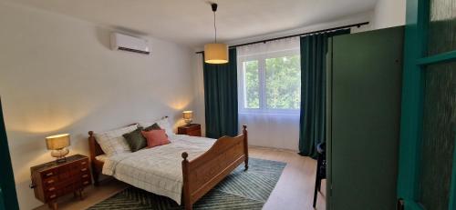 a bedroom with a bed and a window at Dãnu Guesthouse in Kravany nad Dunajom