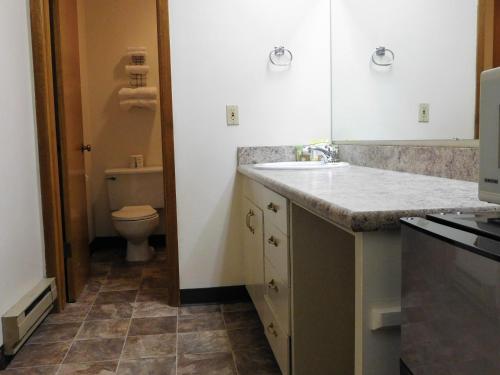 a bathroom with a sink and a toilet at Capri Motel in Walla Walla