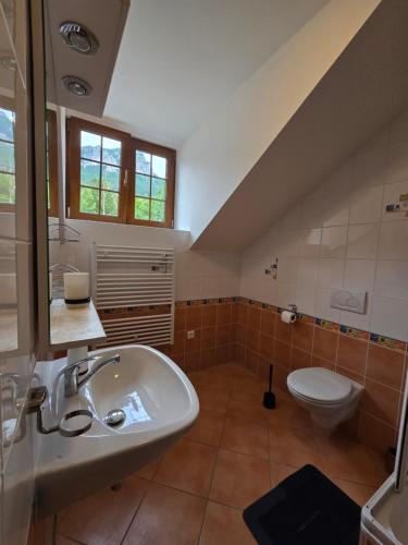 a bathroom with a sink and a toilet at LS Apartments Štefanová in Terchová