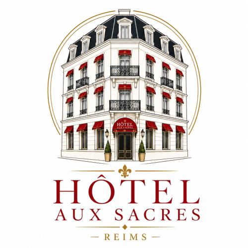 a vector illustration of a hotel with a facade at Hotel Aux Sacres Reims, Centre Historique in Reims
