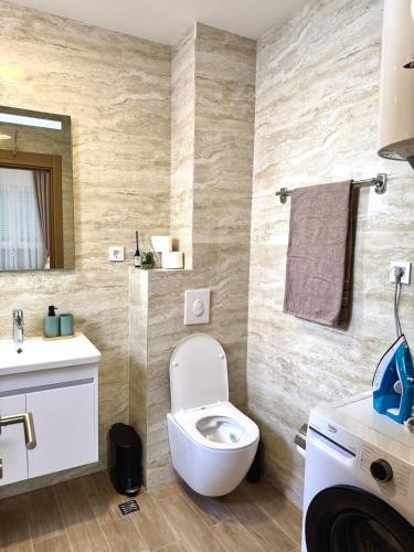 a bathroom with a toilet and a sink at apartment Danijela in Radanovići
