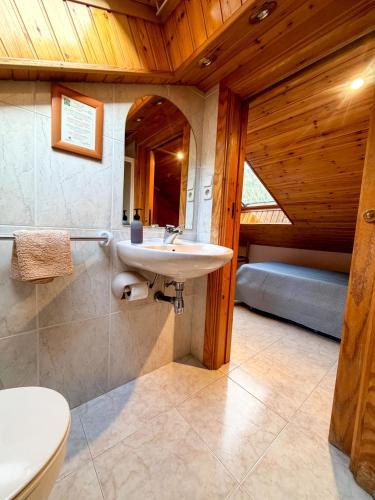 a bathroom with a sink and a toilet at Cases Artigues in Os de Civís
