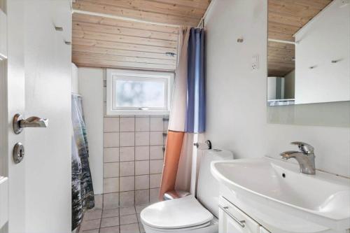 a bathroom with a toilet and a sink at fj1203-Jaegerspris-Birkagervej-14 in Jægerspris