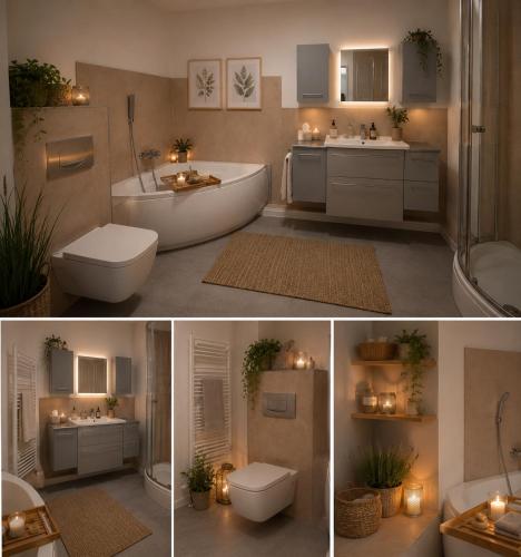 a bathroom with a tub and a toilet and a sink at Haus David in Erfurt