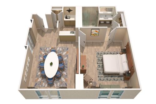 a rendering of a floor plan of a bathroom at San Antonio Marriott Rivercenter on the River Walk in San Antonio