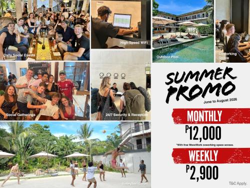a collage of photos of people volunteering at a resort at Rucksack Inn Siargao in General Luna