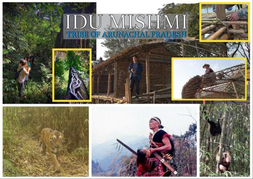 a collage of photos of a tribe of amazonianparestation at Eya Nest Homestay in Mekha